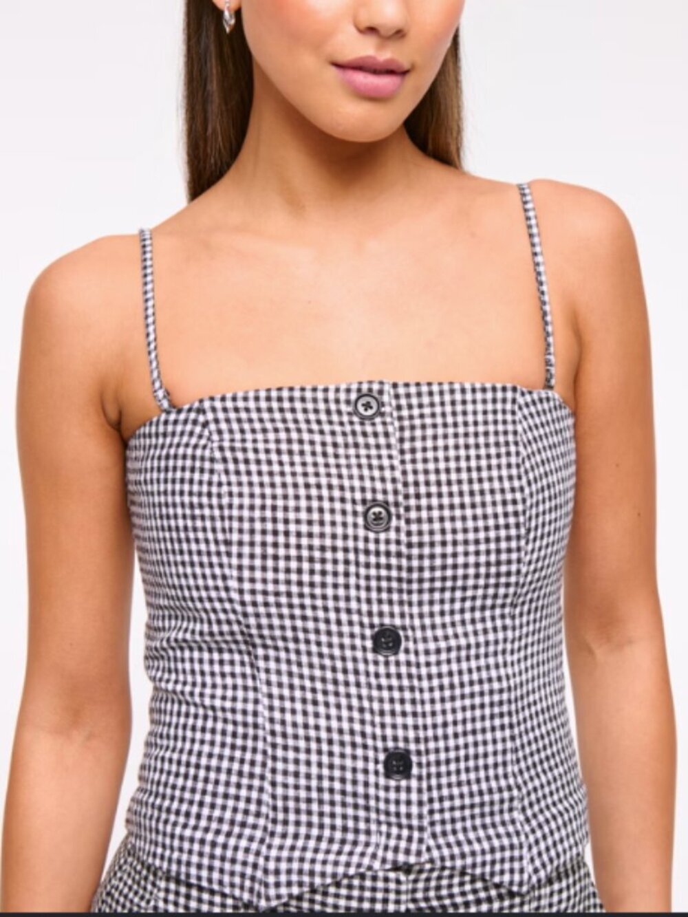 Abercrombie strapless cropped vest top Black & White Gingham Top small